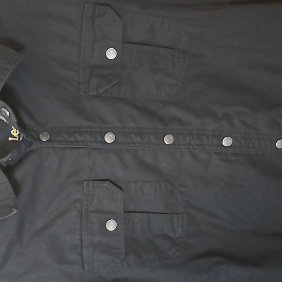 Lee Sherpa Lined Full Snap Shirt Jacket Sz Med Black Grey Lining  Pre-owned - Picture 3 of 10